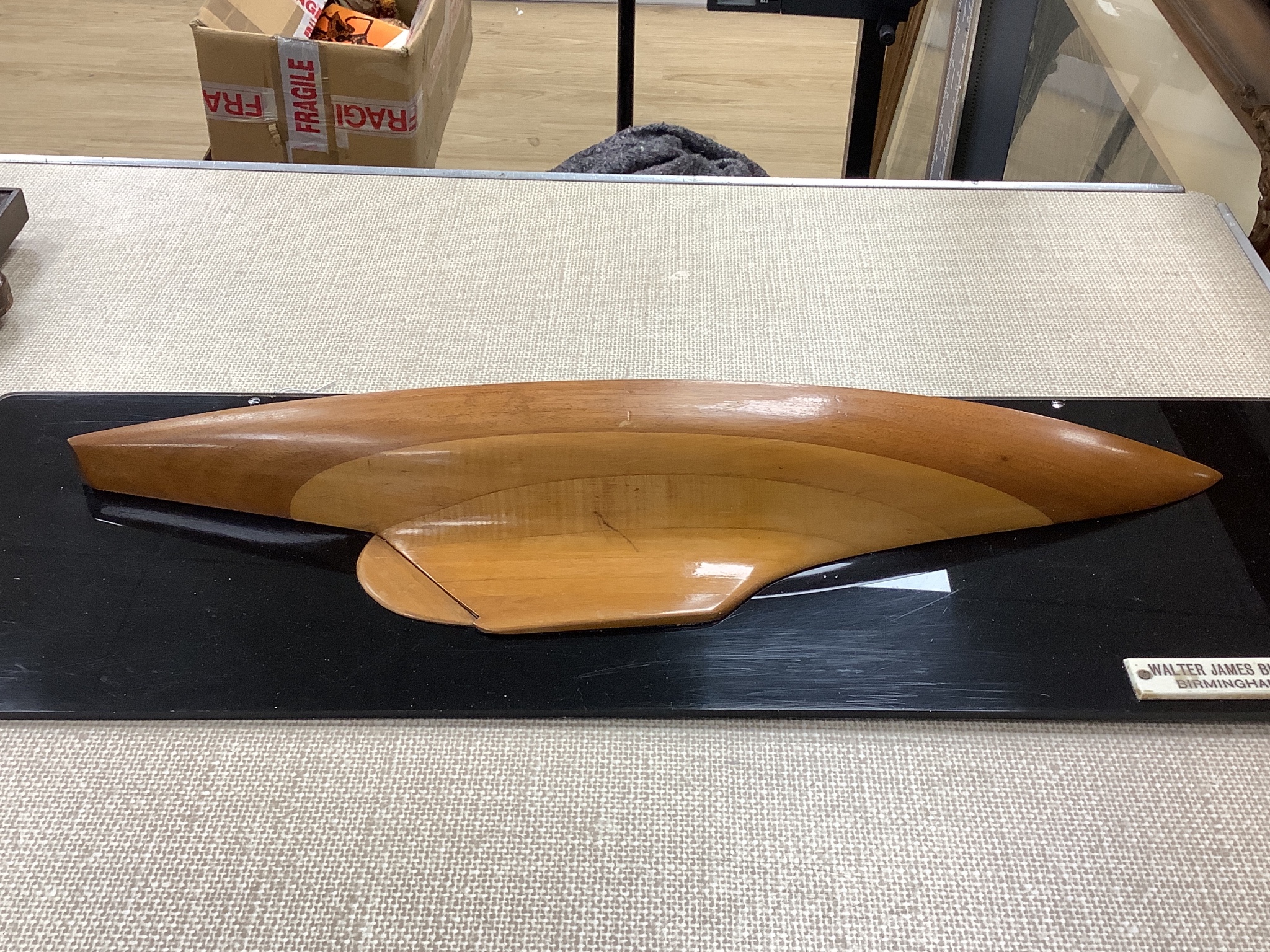 A split hull yacht model